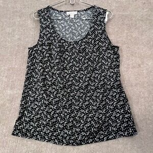Coldwater Creek Paisley‎ Print Sleeveless Blouse Top Size M Black White